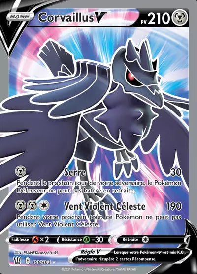 Carte Pokémon officielle Corvaillus V 156/163 - Styles de Combat (non née) - Manga Cash Ans (Liège)
