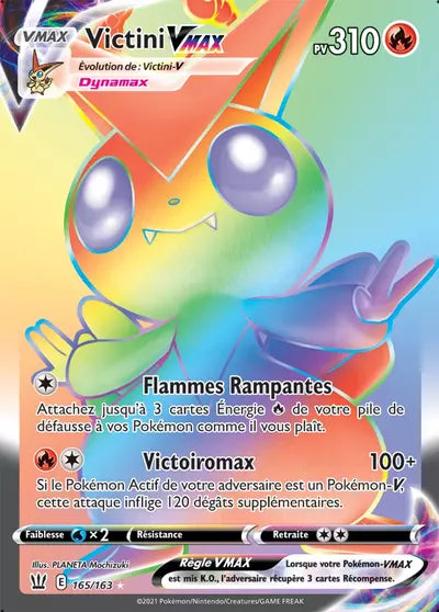 Carte Pokémon officielle Victini VMAX 165/163 - Styles de Combat (non née) - Manga Cash Ans (Liège)