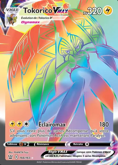Carte Pokémon officielle Tokorico VMAX 166/163 - Styles de Combat (non née) - Manga Cash Ans (Liège)