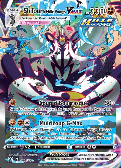 Carte Pokémon officielle Shifours Mille Poings VMAX 170/163 - Styles de Combat (non née) - Manga Cash Ans (Liège)