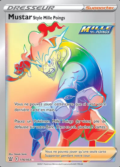 Carte Pokémon officielle Mustar Style Mille Poings 176/163 - Styles de Combat (non née) - Manga Cash Ans (Liège)