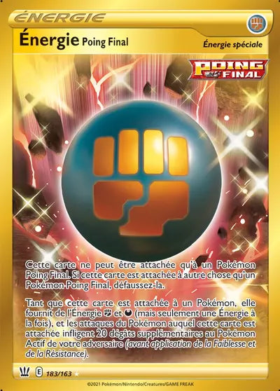 Carte Pokémon officielle Énergie Poing Final 183/163 - Styles de Combat (non née) - Manga Cash Ans (Liège)