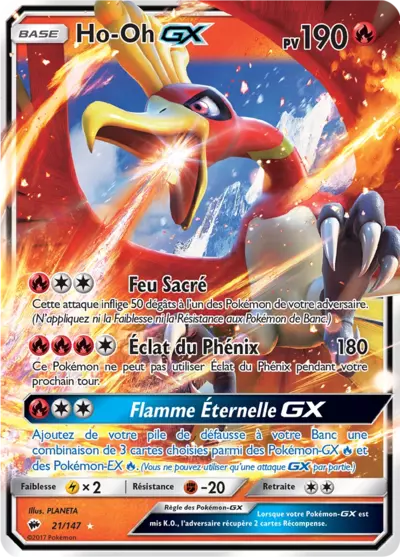 Ho-Oh GX 21/147, carte Ombres Ardentes (BUS), en vente à Manga Cash à Ans, province de Liège.