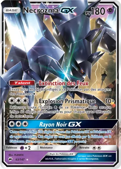 Necrozma GX 63/147, carte Ombres Ardentes (BUS), en vente à Manga Cash à Ans, province de Liège.