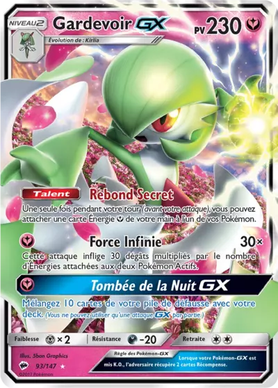 Gardevoir GX 93/147, carte Ombres Ardentes (BUS), en vente à Manga Cash à Ans, province de Liège.