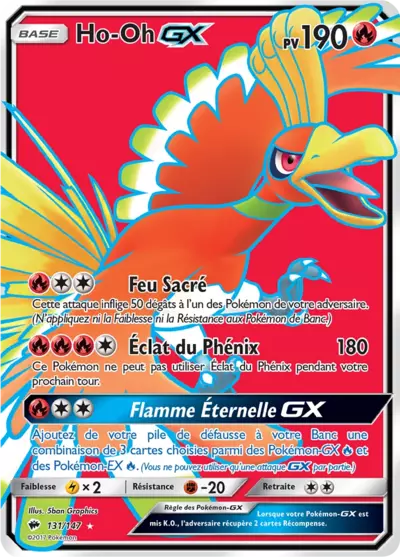 Ho-Oh GX 131/147, carte Ombres Ardentes (BUS), en vente à Manga Cash à Ans, province de Liège.