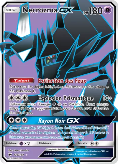Necrozma GX 134/147, carte Ombres Ardentes (BUS), en vente à Manga Cash à Ans, province de Liège.