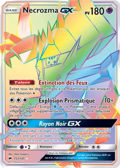 Necrozma GX 153/147, carte Ombres Ardentes (BUS), en vente à Manga Cash à Ans, province de Liège.