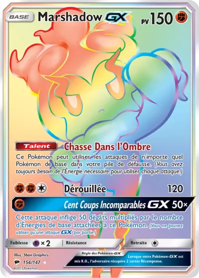 Marshadow GX 156/147, carte Ombres Ardentes (BUS), en vente à Manga Cash à Ans, province de Liège.
