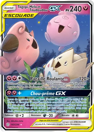 Togepi, Mélo et Toudoudou Escouade 143/236, carte Éclipse Cosmique (CEC), en vente à Manga Cash à Ans, province de Liège.