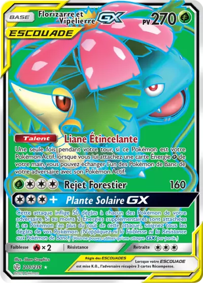 Florizarre et Vipélierre Escouade 210/236, carte Éclipse Cosmique (CEC), en vente à Manga Cash à Ans, province de Liège.