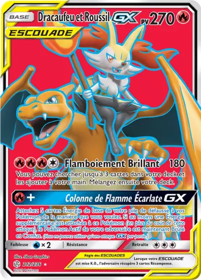 Dracaufeu et Roussil Escouade 212/236, carte Éclipse Cosmique (CEC), en vente à Manga Cash à Ans, province de Liège.