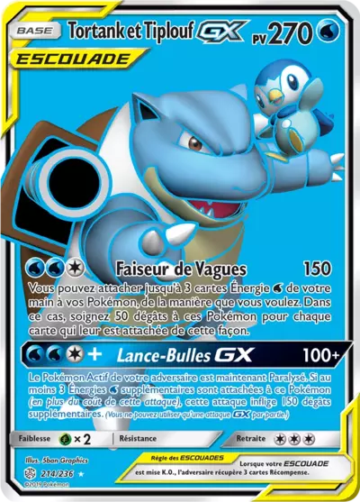 Tortank et Tiplouf Escouade 214/236, carte Éclipse Cosmique (CEC), en vente à Manga Cash à Ans, province de Liège.