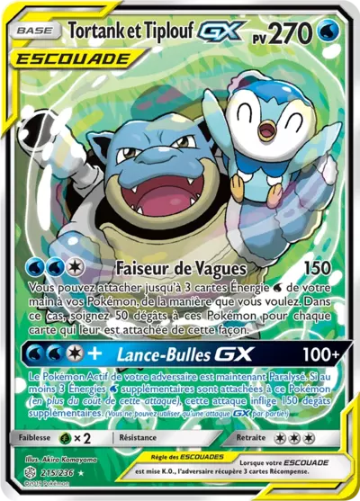 Tortank et Tiplouf Escouade 215/236, carte Éclipse Cosmique (CEC), en vente à Manga Cash à Ans, province de Liège.