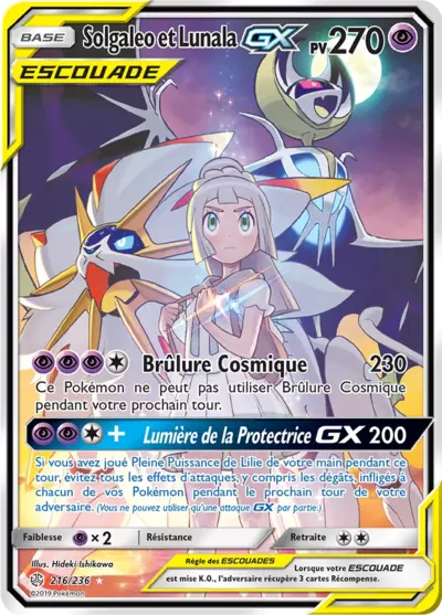 Solgaleo et Lunala Escouade 216/236, carte Éclipse Cosmique (CEC), en vente à Manga Cash à Ans, province de Liège.