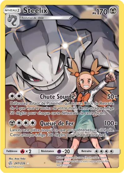 Steelix 247/236, carte Éclipse Cosmique (CEC), en vente à Manga Cash à Ans, province de Liège.