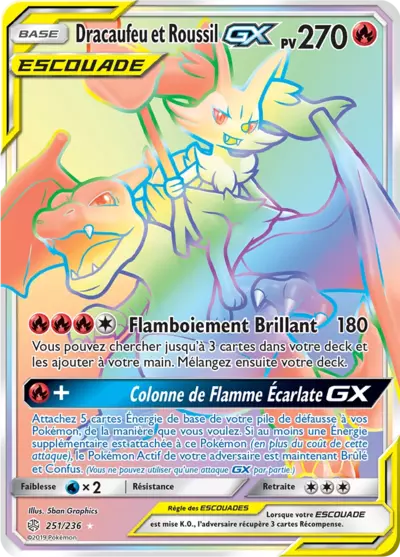 Dracaufeu et Roussil Escouade 251/236, carte Éclipse Cosmique (CEC), en vente à Manga Cash à Ans, province de Liège.