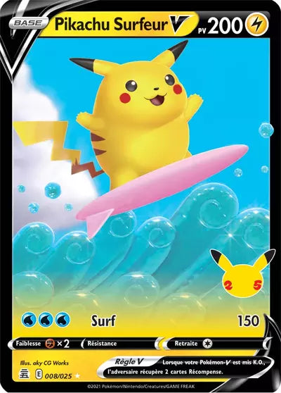 Carte Pokémon Pikachu Surfeur V 008/025 - Célébrations - CEL - Manga Cash Ans (Liège)