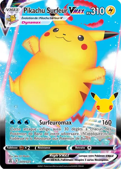 Carte Pokémon Pikachu Surfeur VMAX 009/025 - Célébrations - CEL - Manga Cash Liège