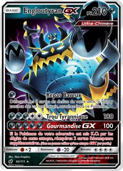 Engloutyran GX 63/111, carte Invasion Carmin (CIN), en vente à Manga Cash à Ans, province de Liège.