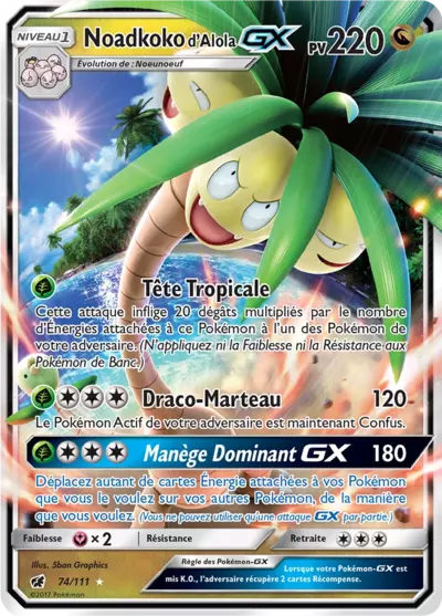 Noadkoko d'Alola GX 74/111, carte Invasion Carmin (CIN), en vente à Manga Cash à Ans, province de Liège.