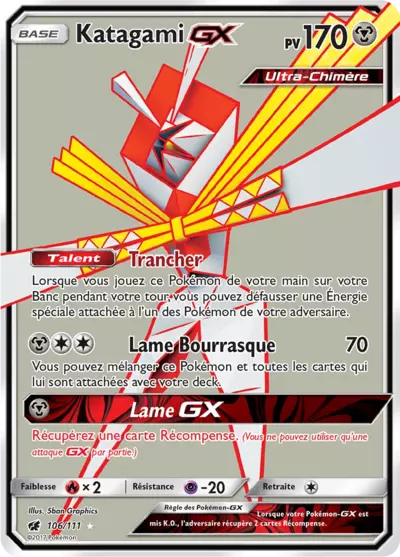 Katagami GX 106/111, carte Invasion Carmin (CIN), en vente à Manga Cash à Ans, province de Liège.