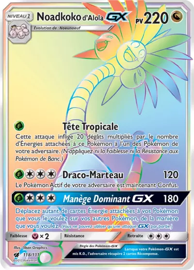 Noadkoko d'Alola GX 118/111, carte Invasion Carmin (CIN), en vente à Manga Cash à Ans, province de Liège.