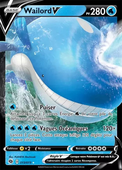 Wailord V 013/073 - carte Pokemon non reconditionnee (La Voie du Maitre, CPA) - Manga Cash Ans (Liege)