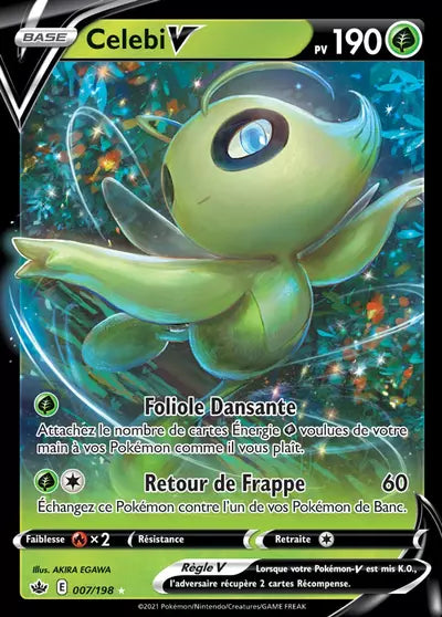 Carte Pokémon Celebi V 007/198 - Règne de Glace (CRE) chez Manga Cash Ans (Liège), vendue à l’unité (non reconditionnée).