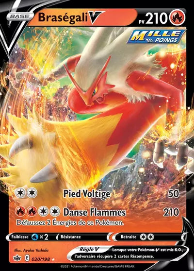 Carte Pokémon Braségali V 020/198 - Règne de Glace (CRE) chez Manga Cash Ans-Liège (Liège), vendue à l’unité (non reconditionnée).
