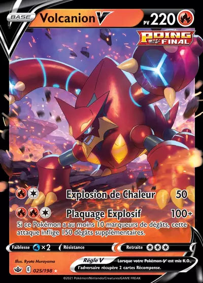 Carte Pokémon Volcanion V 025/198 - Règne de Glace (CRE) chez Manga Cash Liège (Liège), vendue à l’unité (non reconditionnée).