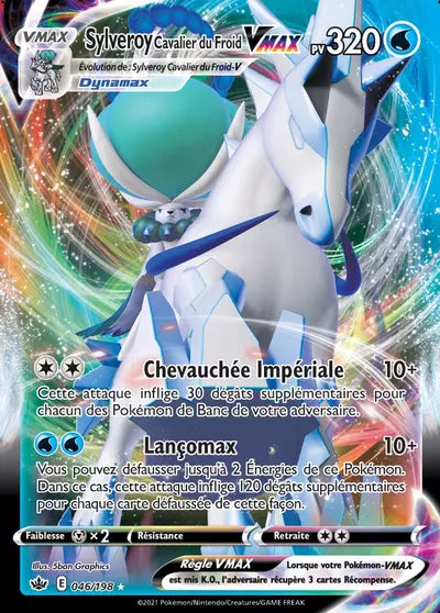 Carte Pokémon Sylveroy Cavalier du Froid VMAX 046/198 - Règne de Glace (CRE) chez Manga Cash Ans (Liège), vendue à l’unité (non reconditionnée).