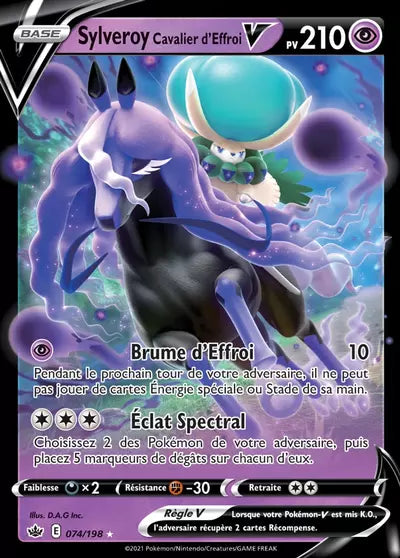 Carte Pokémon Sylveroy Cavalier d'Effroi V 074/198 - Règne de Glace (CRE) chez Manga Cash Ans (Liège), vendue à l’unité (non reconditionnée).