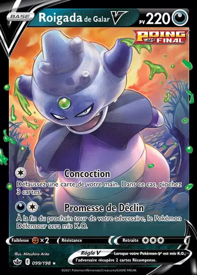 Carte Pokémon Roigada de Galar V 099/198 - Règne de Glace (CRE) chez Manga Cash Ans (Liège), vendue à l’unité (non reconditionnée).