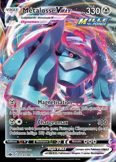 Carte Pokémon Métalosse VMAX 113/198 - Règne de Glace (CRE) chez Manga Cash Liège (Liège), vendue à l’unité (non reconditionnée).
