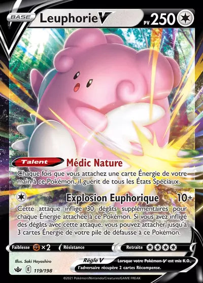 Carte Pokémon Leuphorie V 119/198 - Règne de Glace (CRE) chez Manga Cash Ans-Liège (Liège), vendue à l’unité (non reconditionnée).