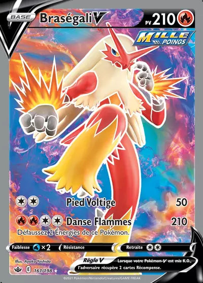 Carte Pokémon Braségali V 161/198 - Règne de Glace (CRE) chez Manga Cash Ans (Liège), vendue à l’unité (non reconditionnée).