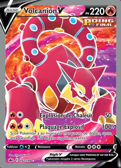 Carte Pokémon Volcanion V 162/198 - Règne de Glace (CRE) chez Manga Cash Liège (Liège), vendue à l’unité (non reconditionnée).
