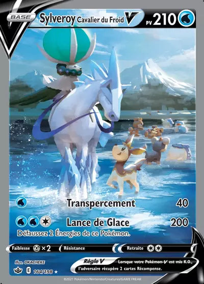Carte Pokémon Sylveroy Cavalier du Froid V 164/198 - Règne de Glace (CRE) chez Manga Cash Ans (Liège), vendue à l’unité (non reconditionnée).