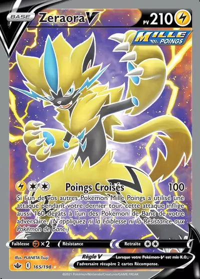 Carte Pokémon Zeraora V 165/198 - Règne de Glace (CRE) chez Manga Cash Liège (Liège), vendue à l’unité (non reconditionnée).