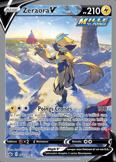 Carte Pokémon Zeraora V 166/198 - Règne de Glace (CRE) chez Manga Cash Ans-Liège (Liège), vendue à l’unité (non reconditionnée).