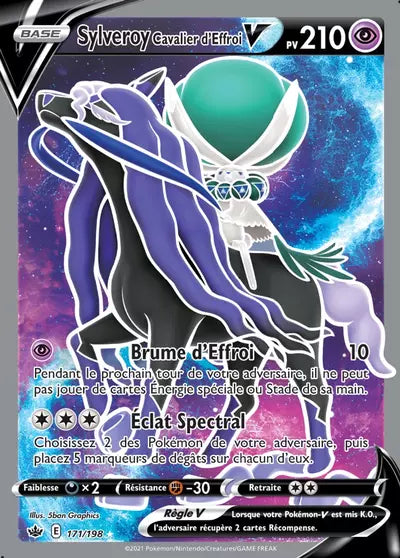 Carte Pokémon Sylveroy Cavalier d’Effroi V 171/198 - Règne de Glace (CRE) chez Manga Cash Liège (Liège), vendue à l’unité (non reconditionnée).
