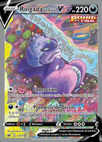 Carte Pokémon Roigada de Galar V 179/198 - Règne de Glace (CRE) chez Manga Cash Ans (Liège), vendue à l’unité (non reconditionnée).