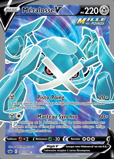 Carte Pokémon Métalosse V 181/198 - Règne de Glace (CRE) chez Manga Cash Ans-Liège (Liège), vendue à l’unité (non reconditionnée).