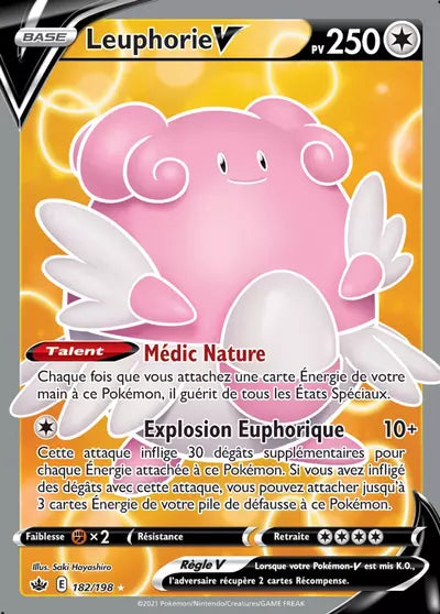 Carte Pokémon Leuphorie V 182/198 - Règne de Glace (CRE) chez Manga Cash Ans (Liège), vendue à l’unité (non reconditionnée).