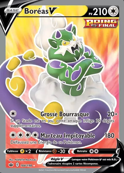 Carte Pokémon Boréas V 184/198 - Règne de Glace (CRE) chez Manga Cash Ans-Liège (Liège), vendue à l’unité (non reconditionnée).