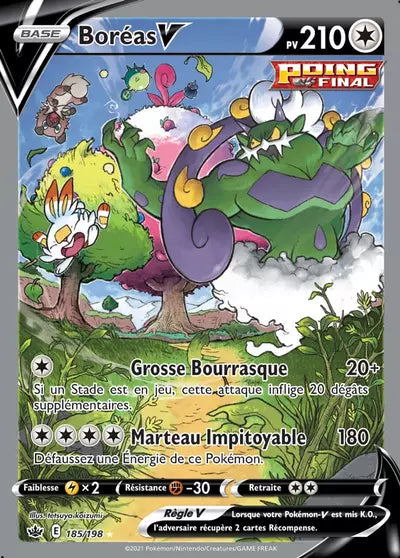 Carte Pokémon Boréas V 185/198 - Règne de Glace (CRE) chez Manga Cash Ans (Liège), vendue à l’unité (non reconditionnée).