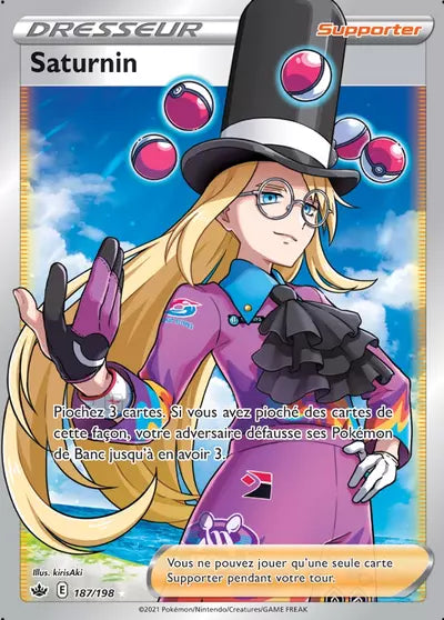 Carte Pokémon Saturnin 187/198 - Règne de Glace (CRE) chez Manga Cash Ans-Liège (Liège), vendue à l’unité (non reconditionnée).