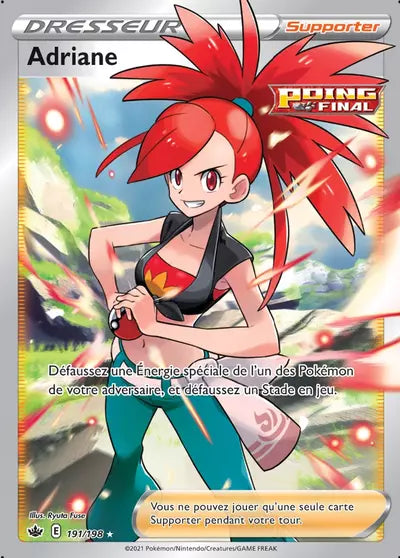 Carte Pokémon Adriane 191/198 - Règne de Glace (CRE) chez Manga Cash Ans (Liège), vendue à l’unité (non reconditionnée).