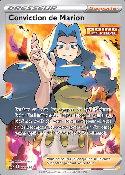 Carte Pokémon Conviction de Marion 193/198 - Règne de Glace (CRE) chez Manga Cash Ans-Liège (Liège), vendue à l’unité (non reconditionnée).